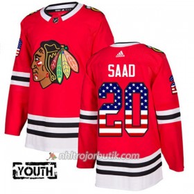 Barn Ishockey Chicago Blackhawks Tröja Brandon Saad 20 Adidas 2017-2018 Röd USA Flag Fashion Authentic